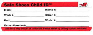 Child Safety Shoe ID Stickers