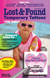 Child Safety Lost & Found Temporary Tattoos (girl)